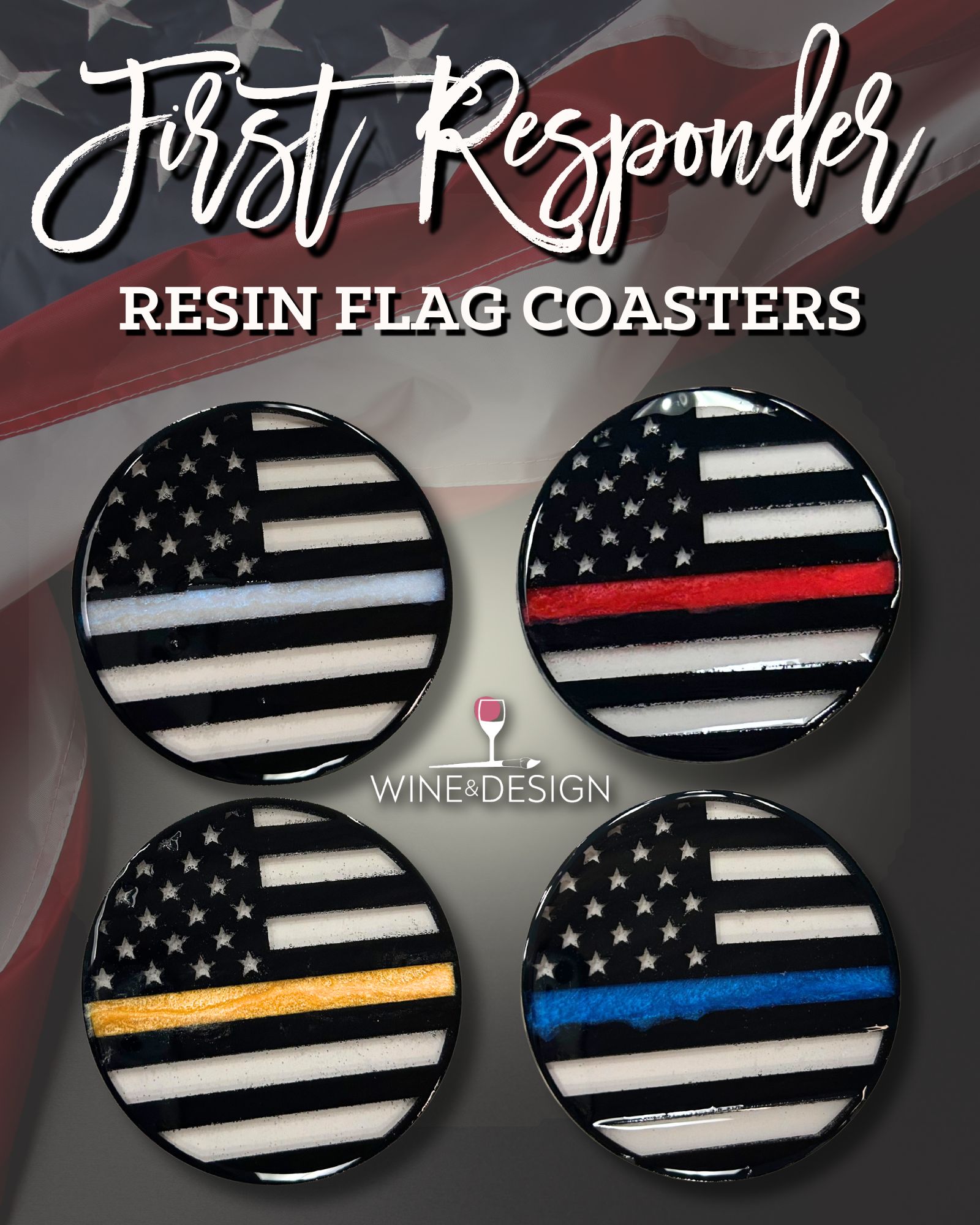 First Responder Resin Flag Coasters