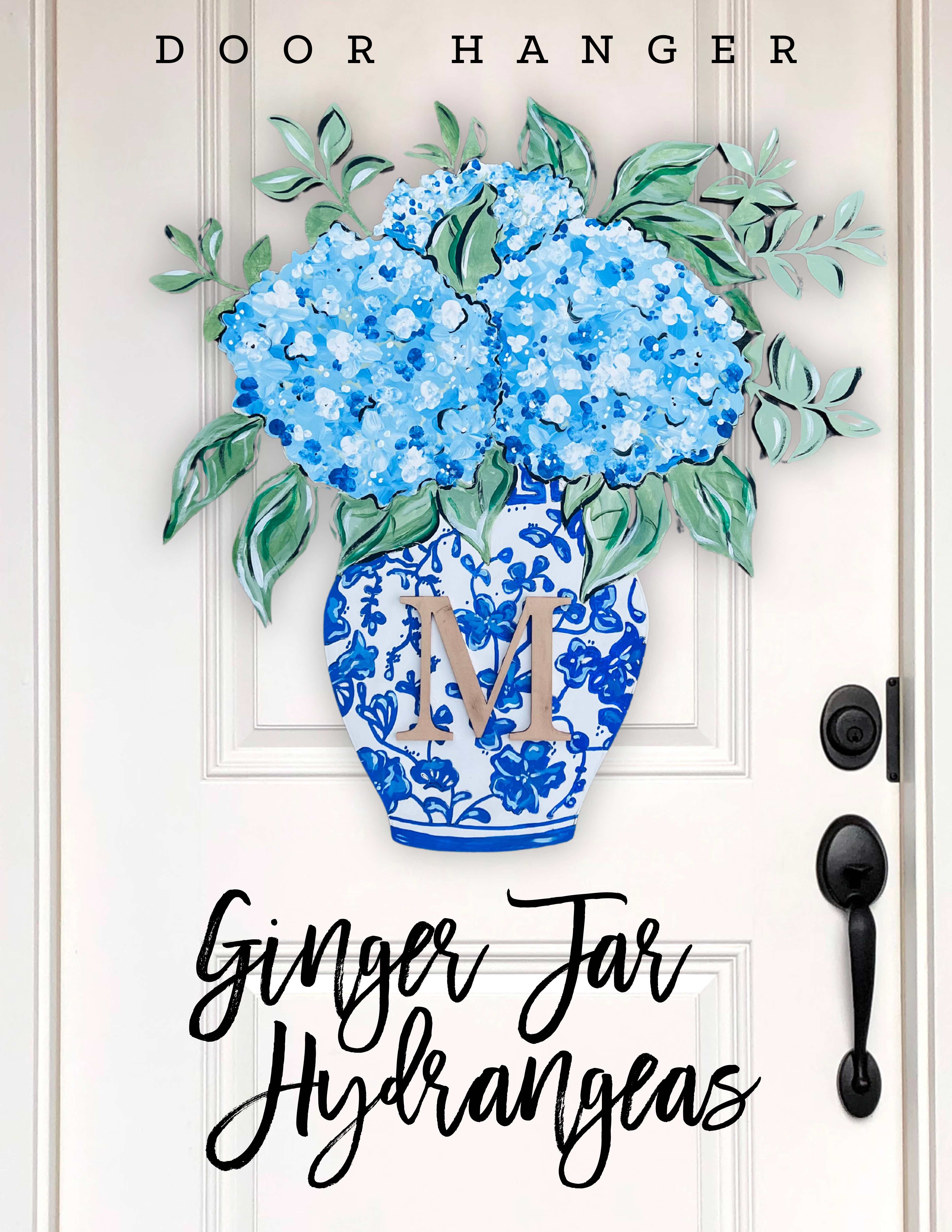 Personalized Ginger Jar Hydrangea Door Hanger Workshop