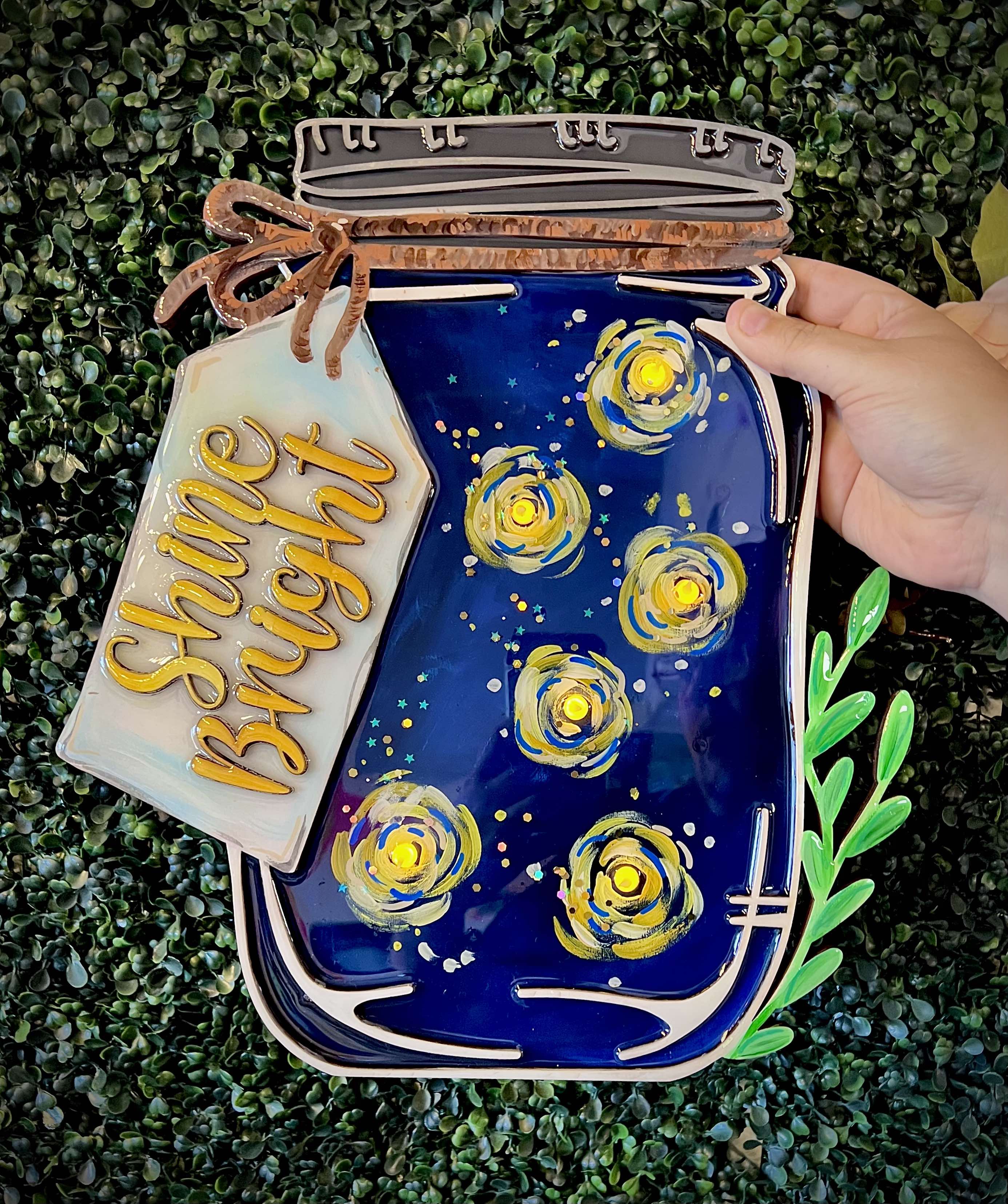 Light Up Shine Bright Resin Mason Jar | Fireflies