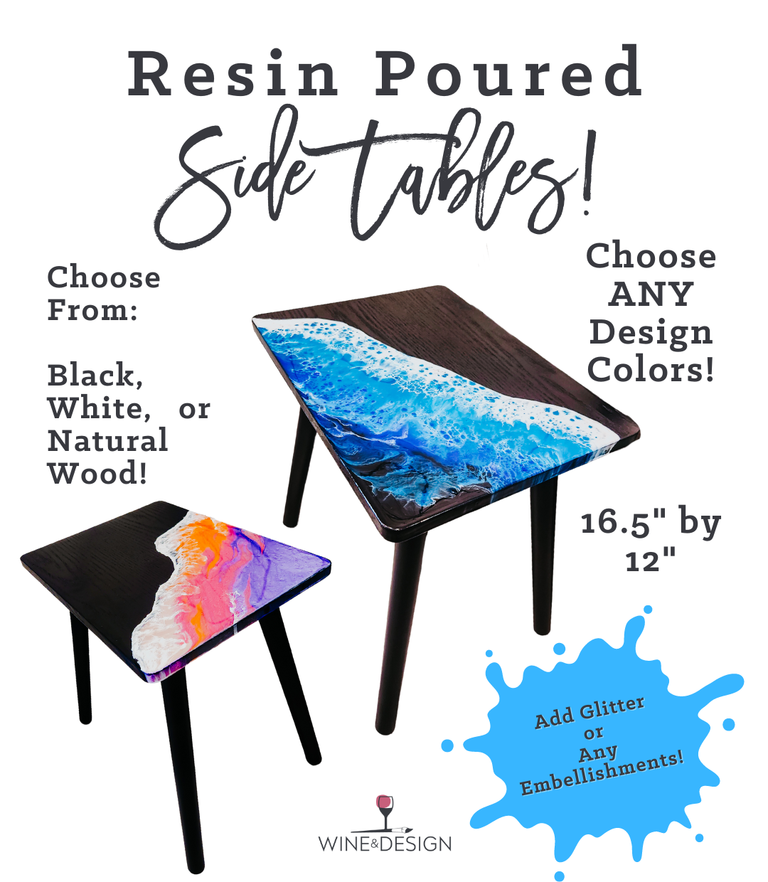 *NEW*  Resin Poured Side Tables