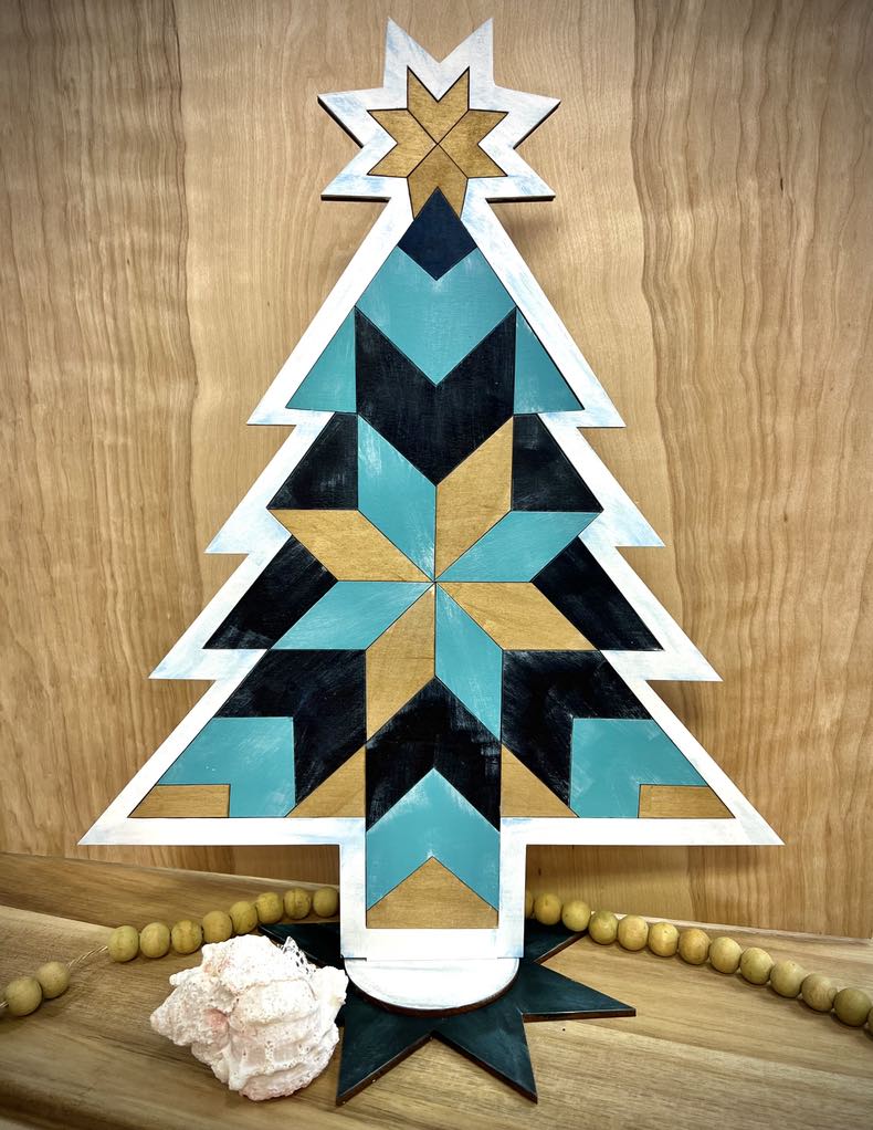 20" Barn Quilt Christmas Tree Stand Up