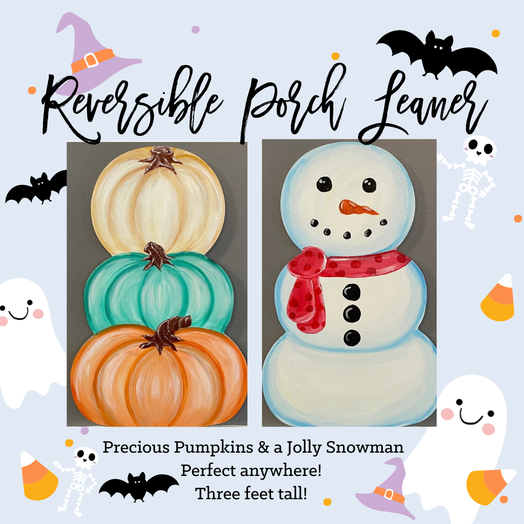 Precious Pumpkin and Jolly Snowman Reversible Porch Leaner