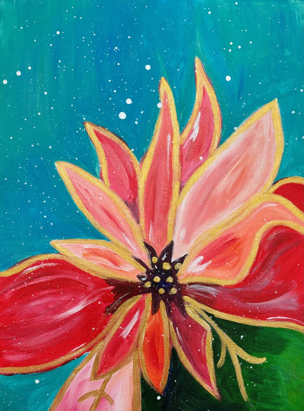 Sip & Paint Gilded Poinsettia - BYOB and Free Parking