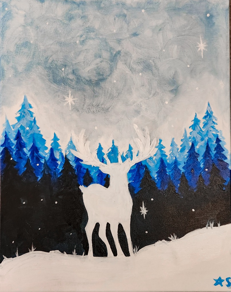 Winter Reindeer (Canvas Painting)