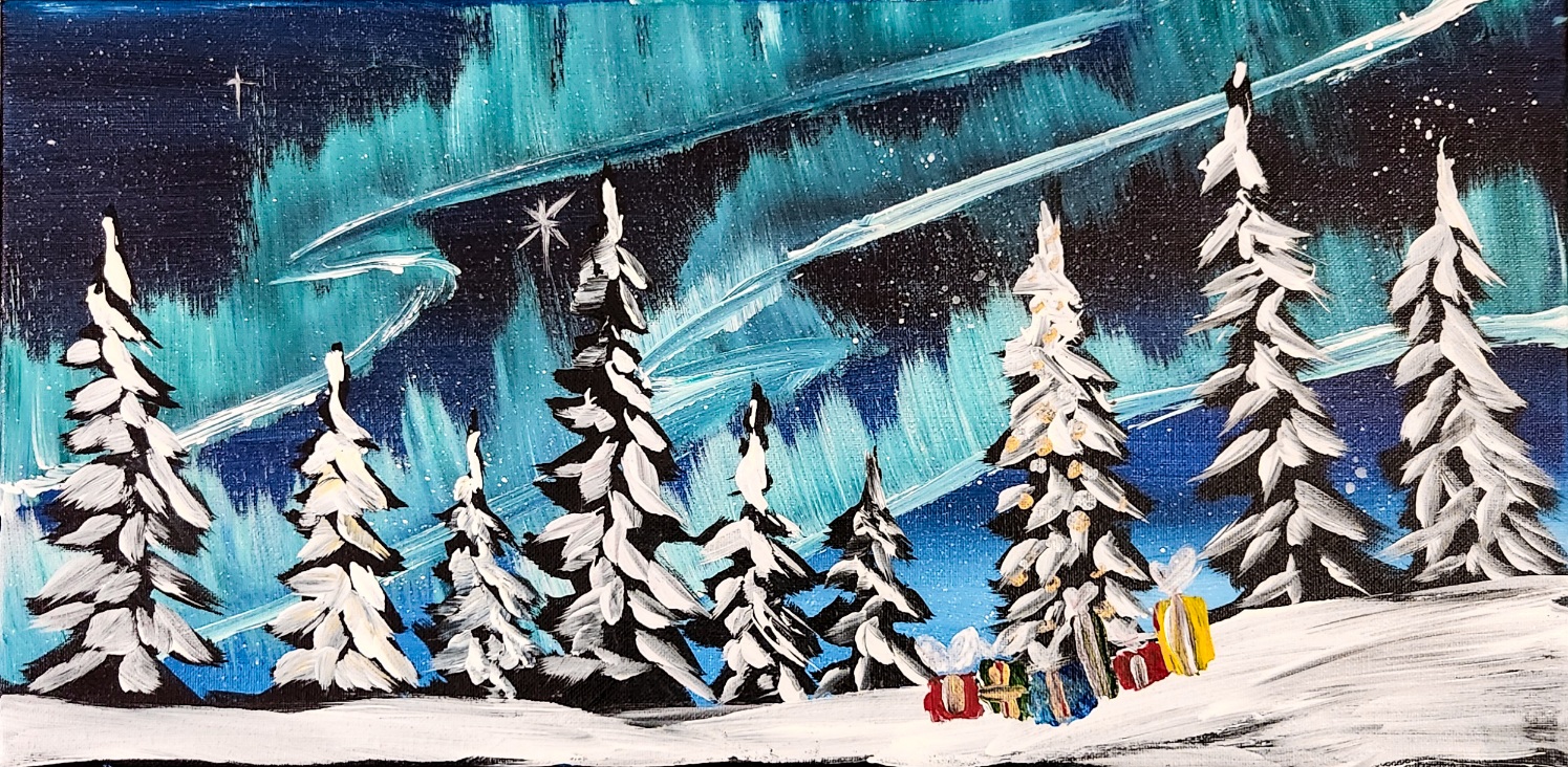 Northern Lights Christmas - A step by step canvas painting Experience!