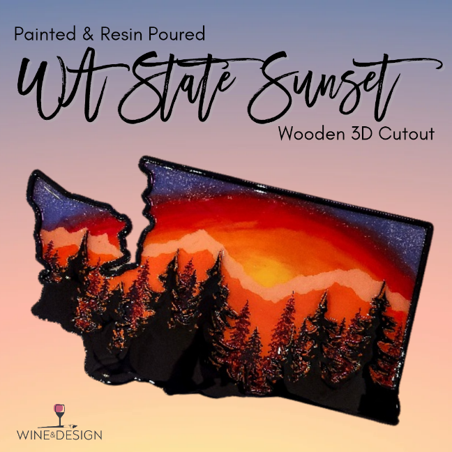 WA State Sunset Over Evergreens Paint + Resin Workshop