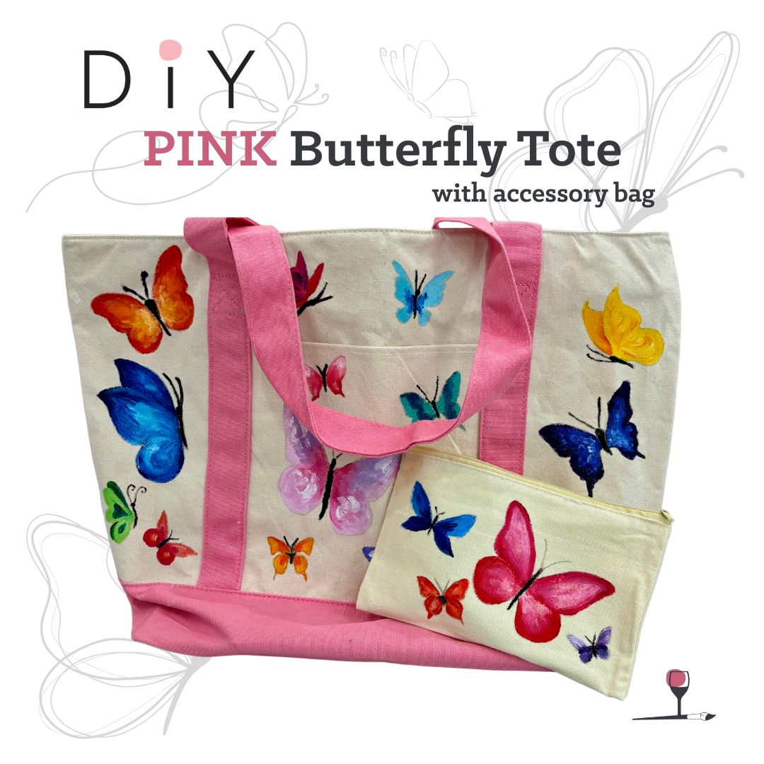 DIY Painted Butterfly Tote & Optional Cosmetic Bag
