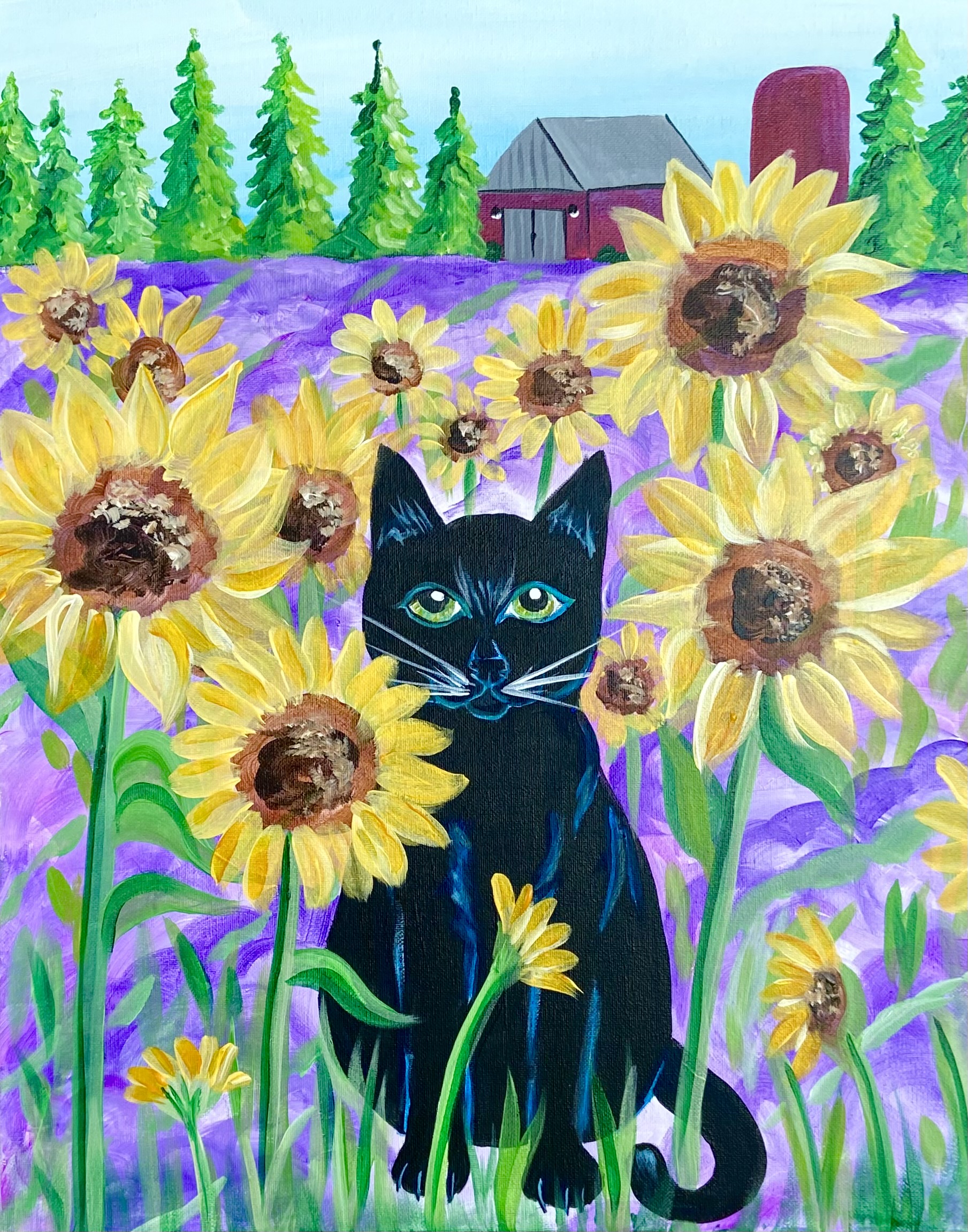 New Kitten in Sunflowers