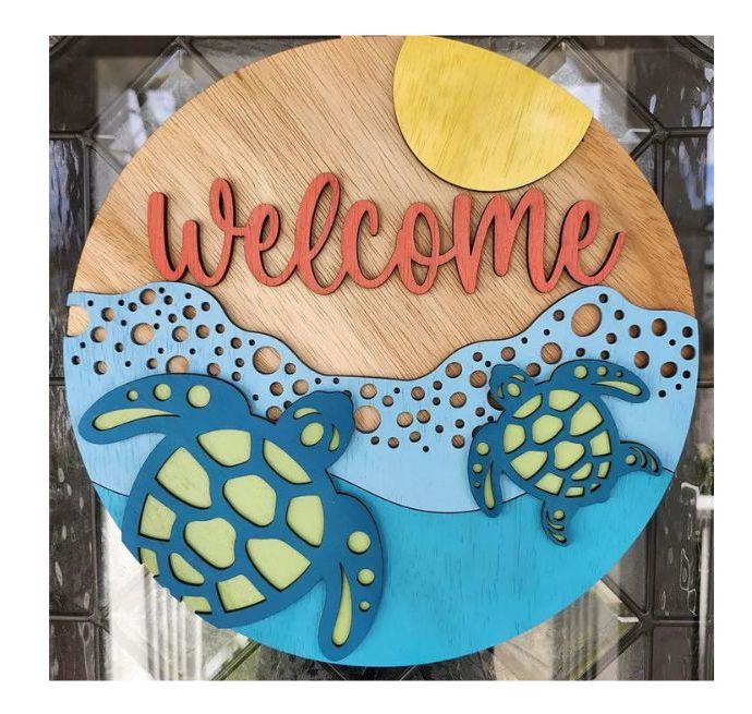 New! Welcome Sea Turtle Door Hanger
