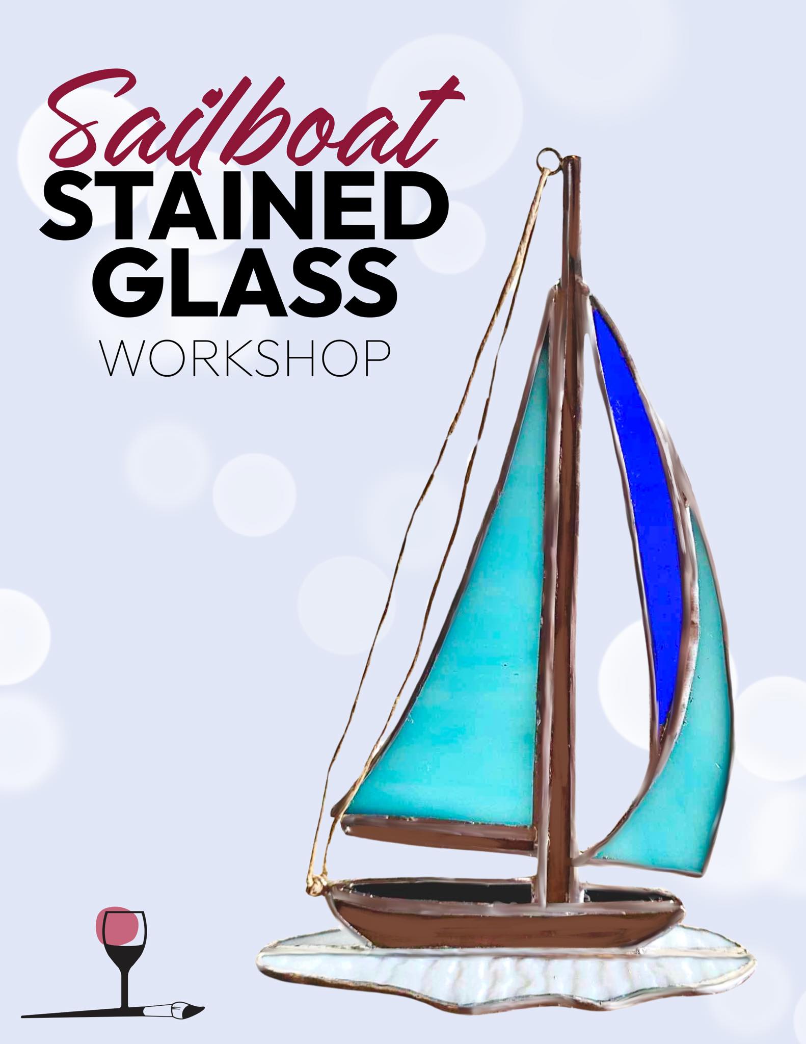 Standing Stained Glass Sail Boat