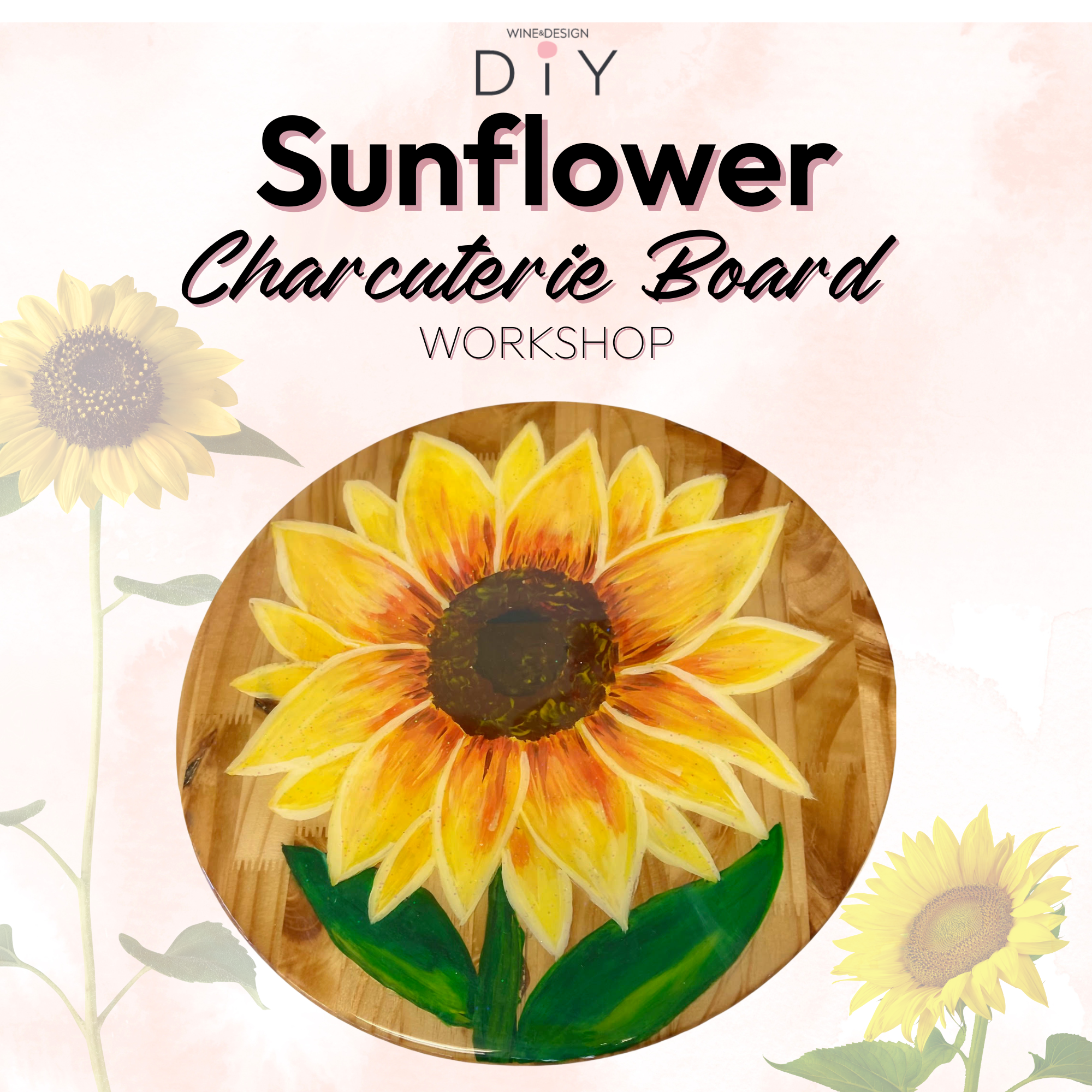 SUNFLOWER RESIN CHARCUTERIE BOARD