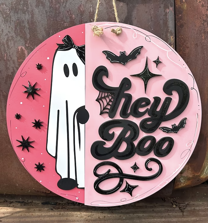 Hey Boo Pink Door Hanger | DiY Workshop