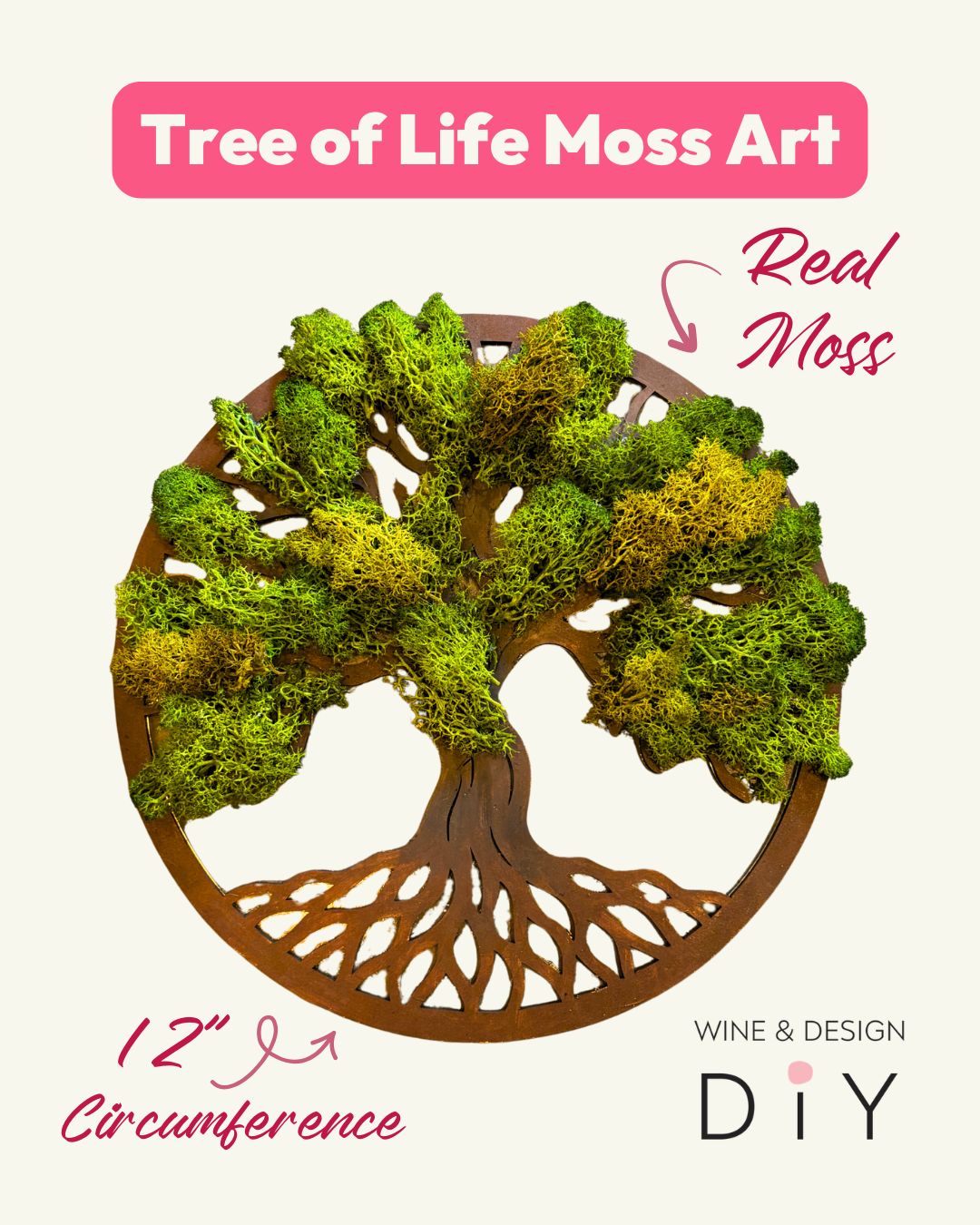 Tree of Life Moss Art - Wooden Tree and Real Moss