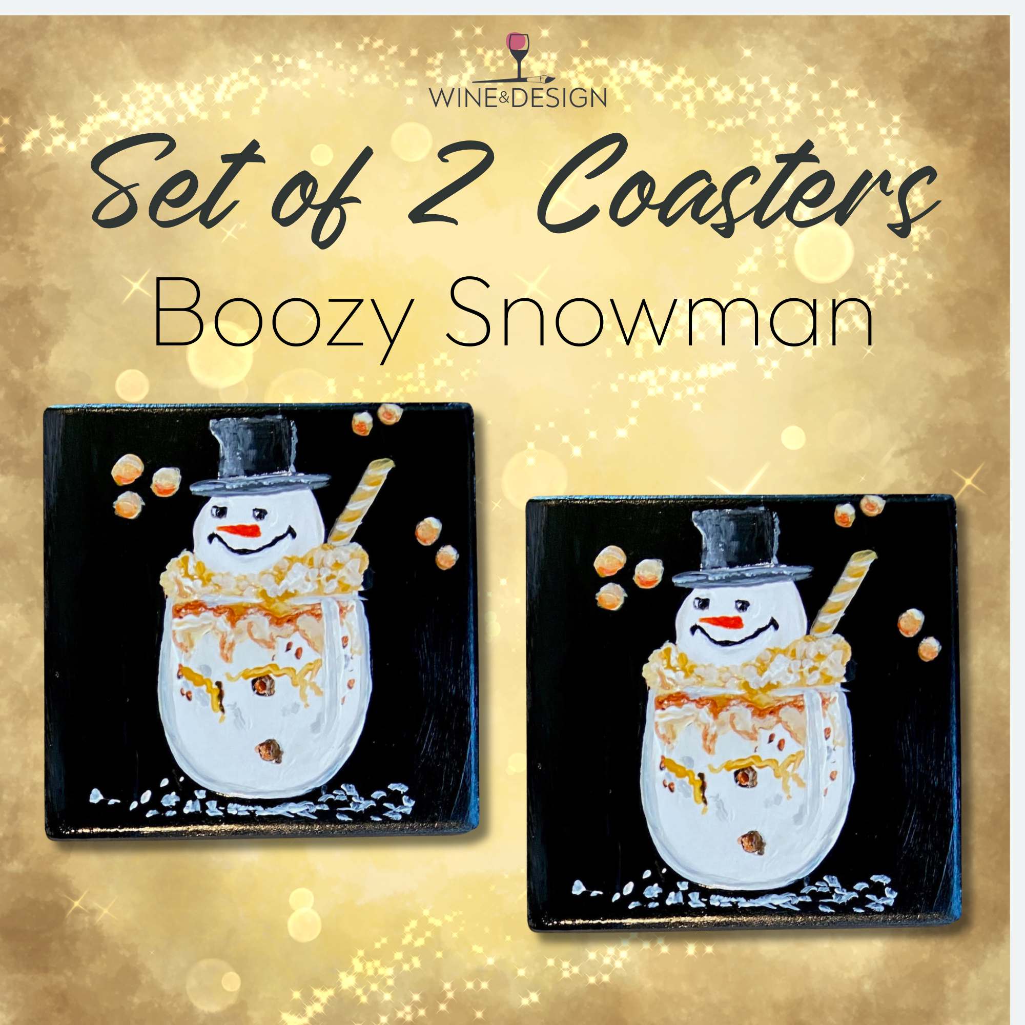 NEW! Boozy Snowman! Set of Two Coasters | Workshop 