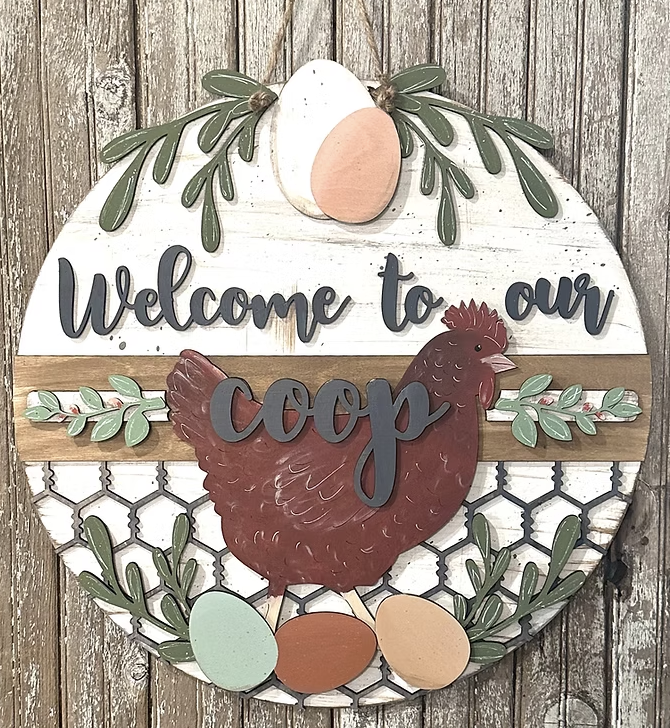 DIY Door Hanger - Welcome to Our Coop