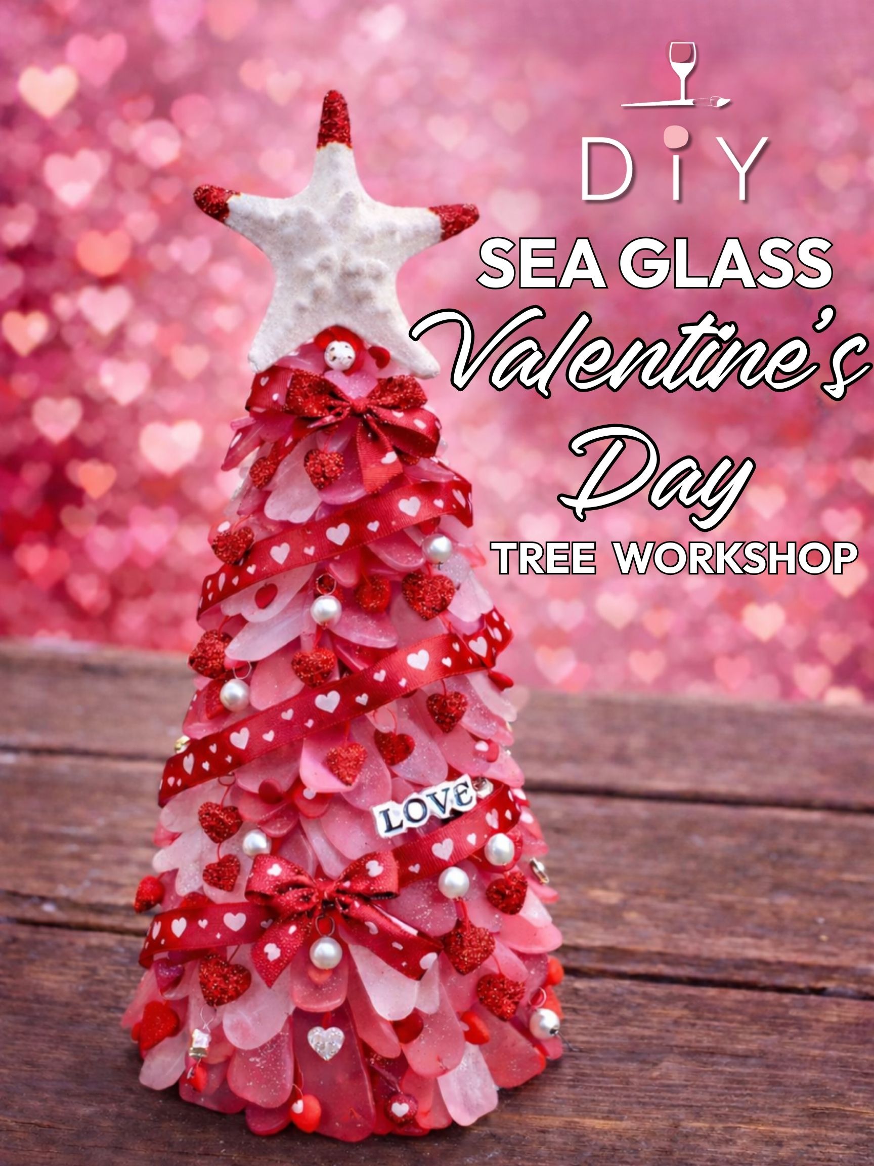 Pink Sea Glass 13" Light Up Tree 7:00pm-9:00pm