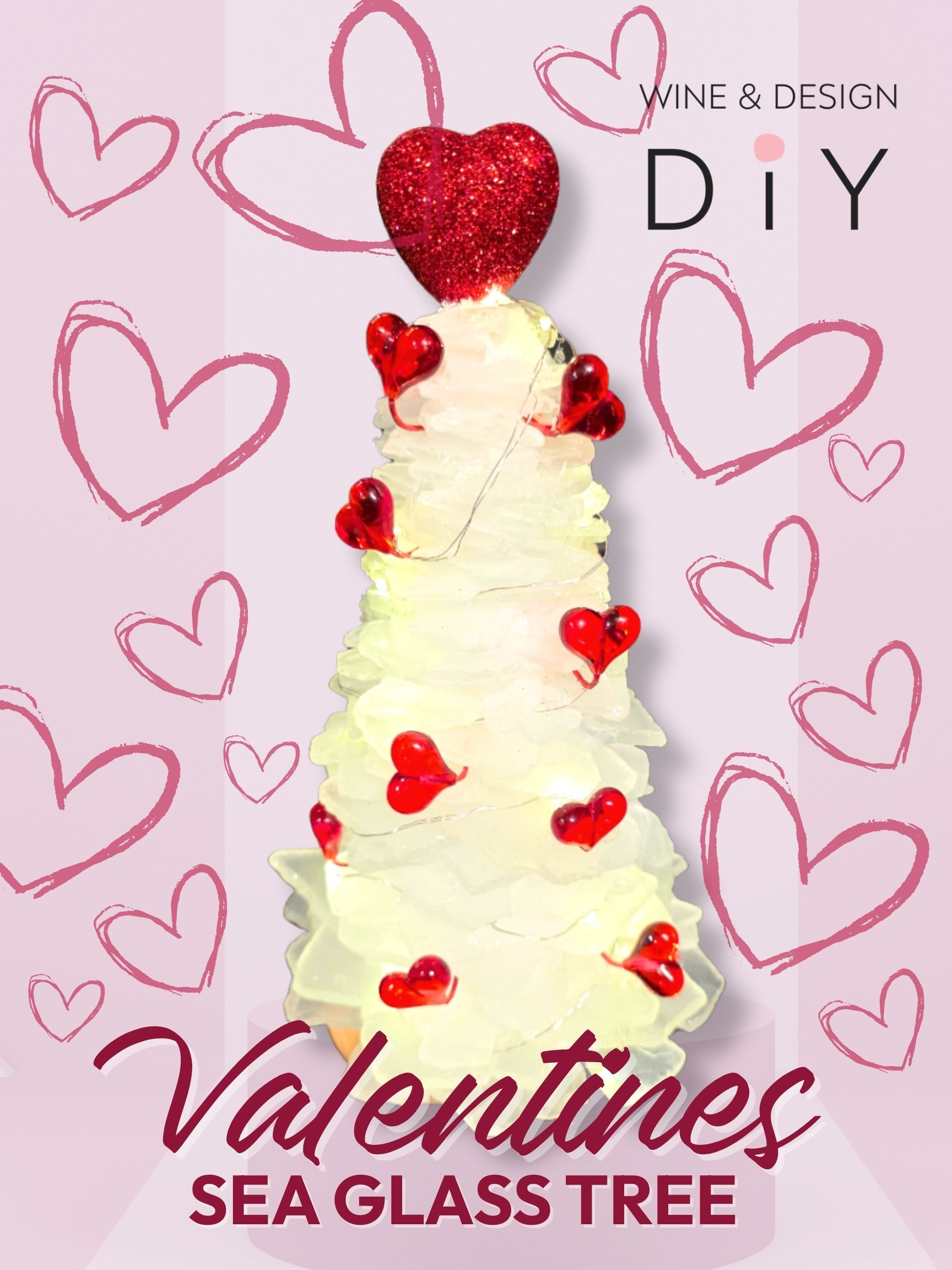 White Sea Glass Valentine's Tree