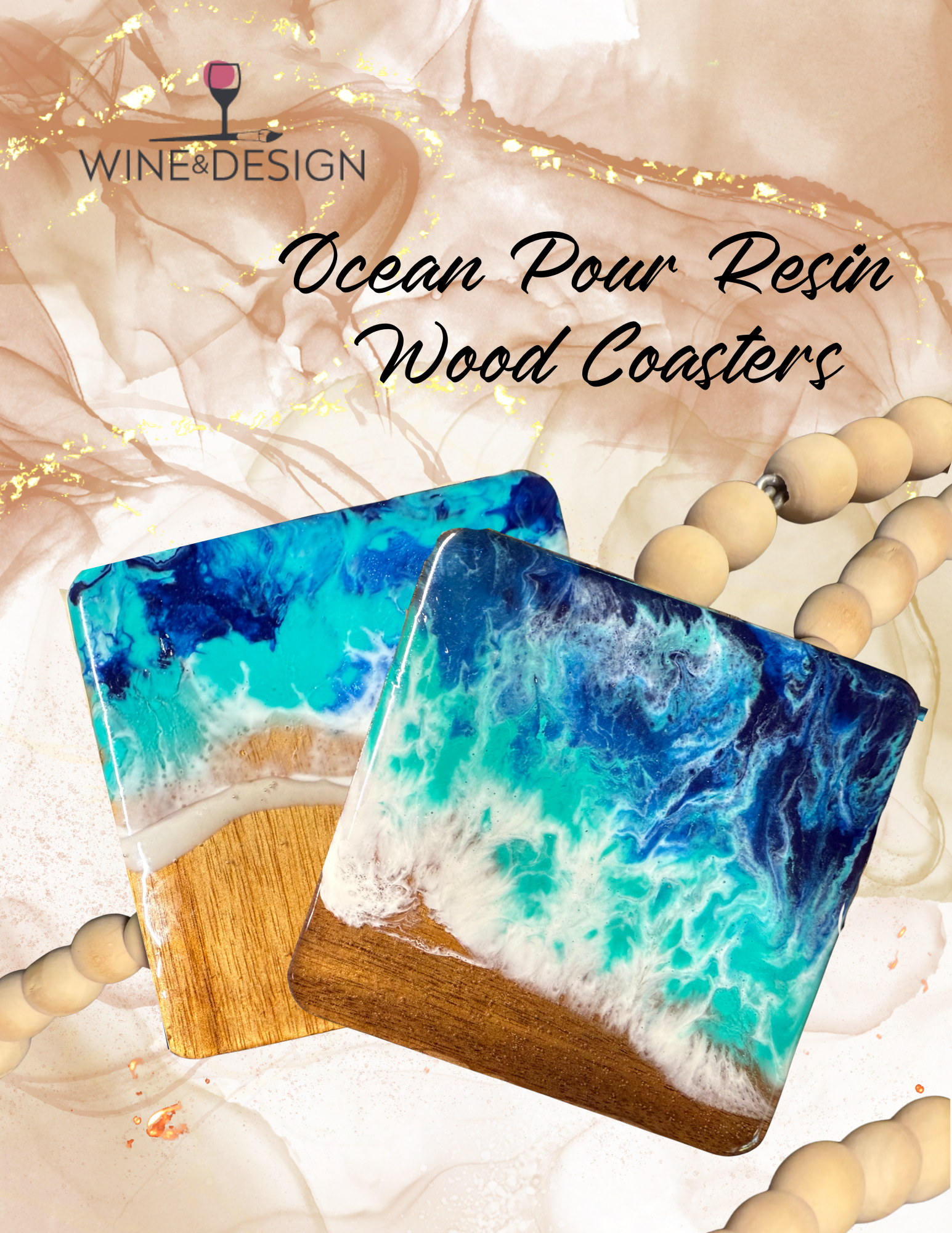 Ocean Pour Resin Wood Coasters