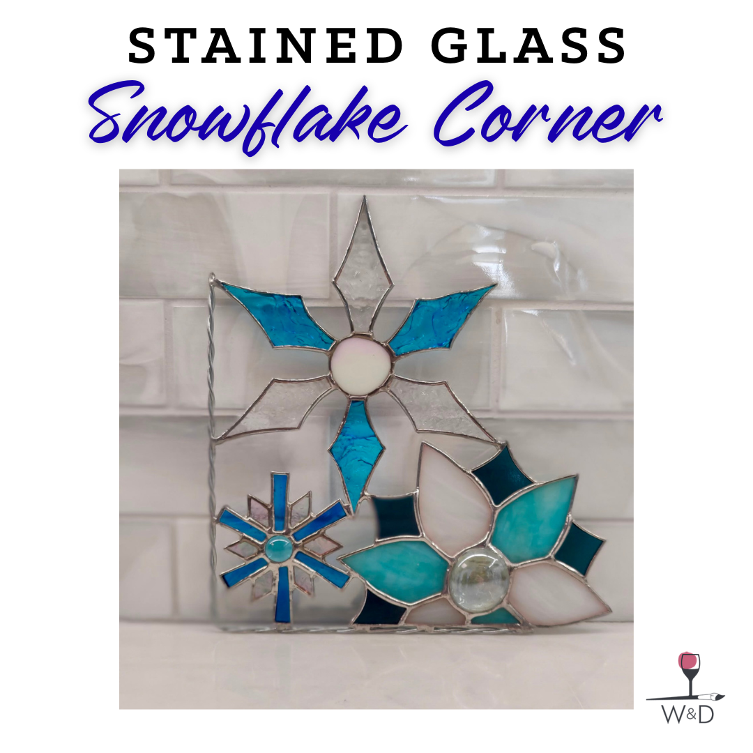Stained Glass Snowflake Window Corner 7x8