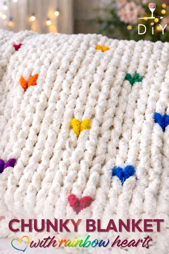 11 TICKETS LEFT! Chunky Blanket With Rainbow Hearts *3 hours*