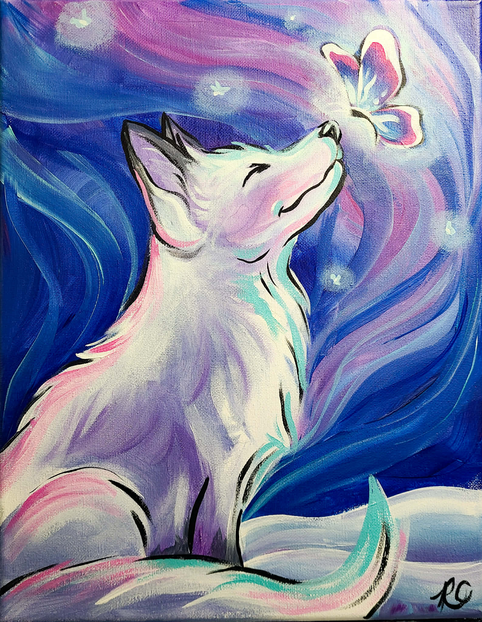 The Fox & The Butterfly Canvas Painting