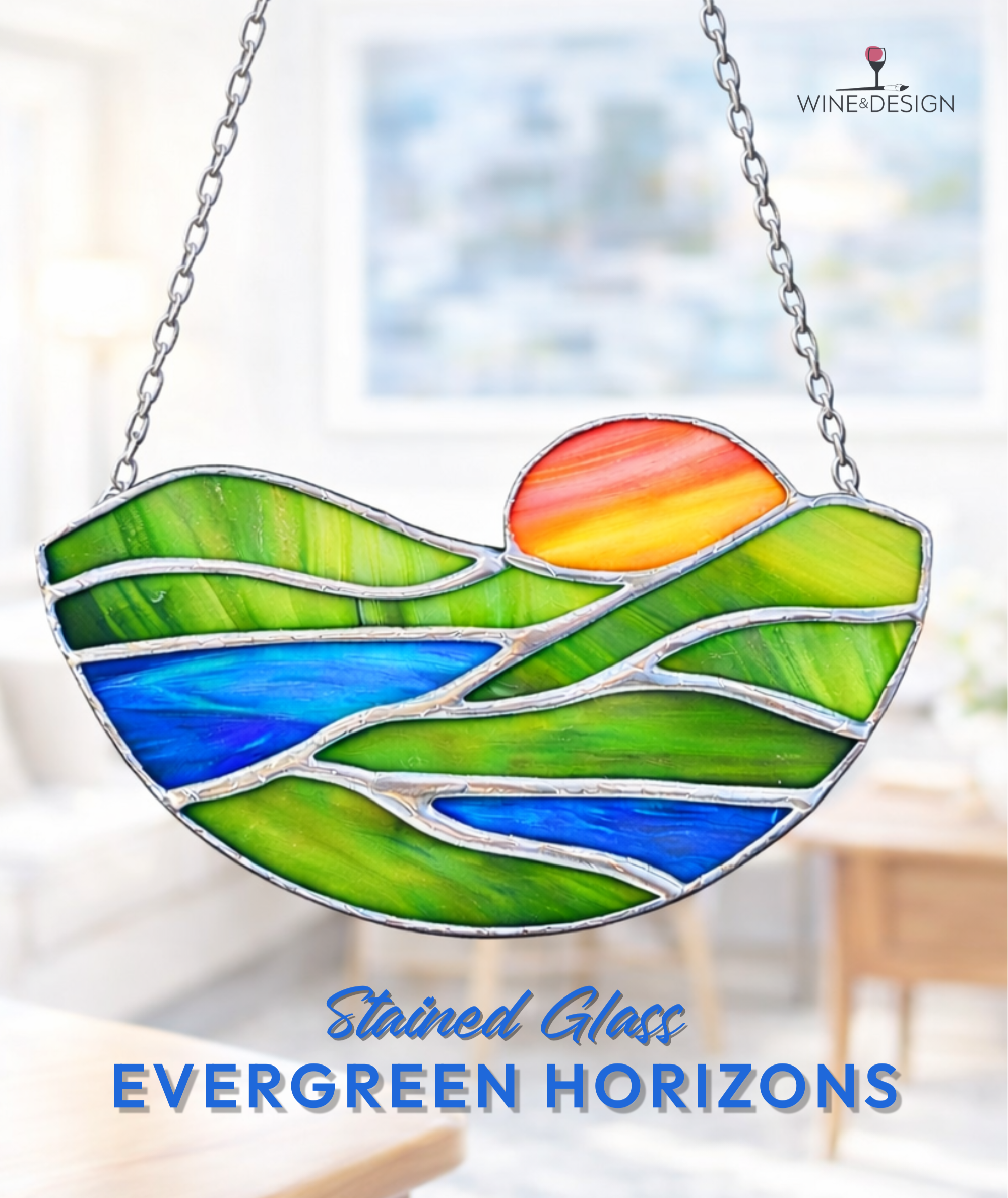 Stained Glass Evergreen Horizons