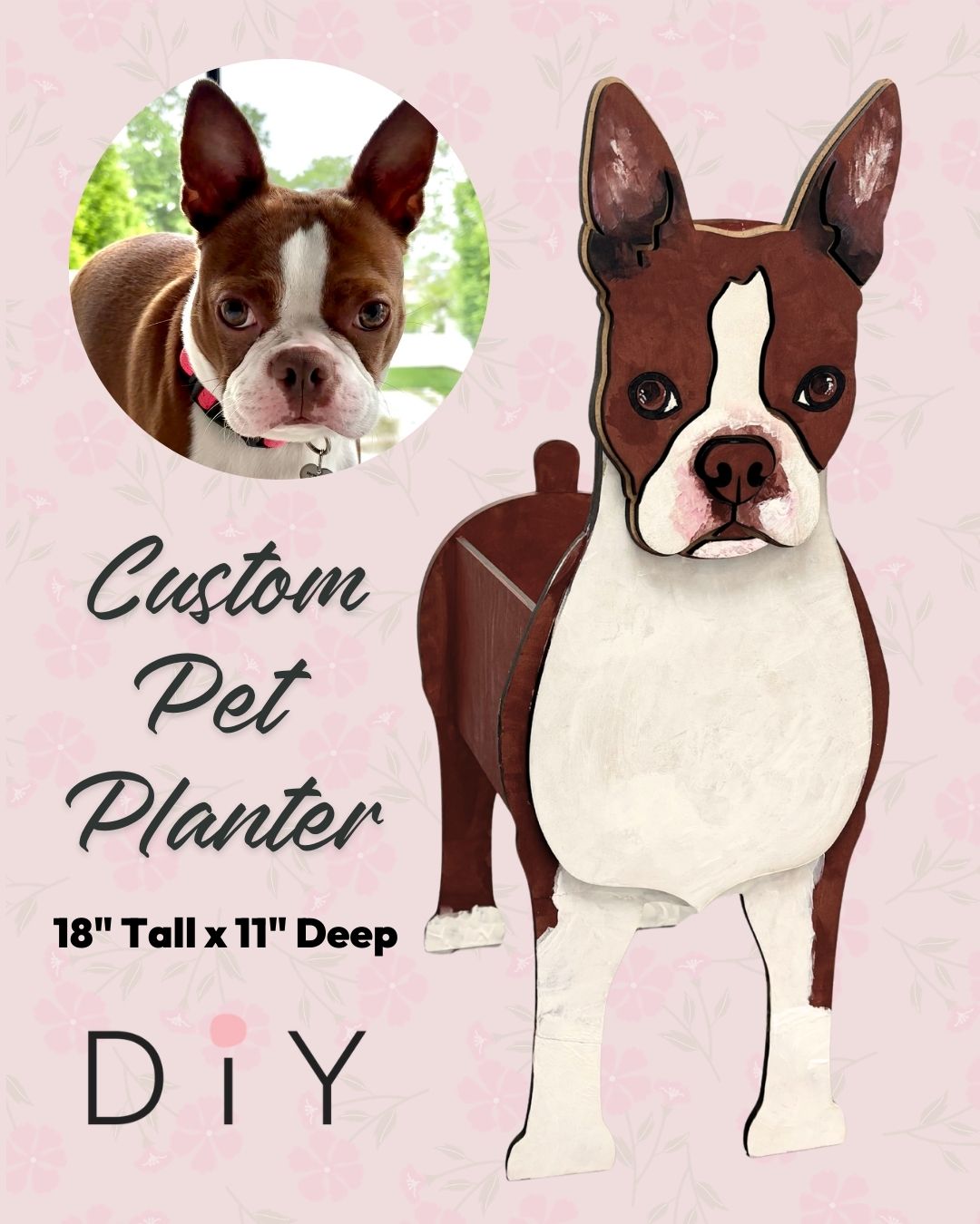 DIY Custom Wooden Pet Planter Box DOG or Cat Option (or any animal!)