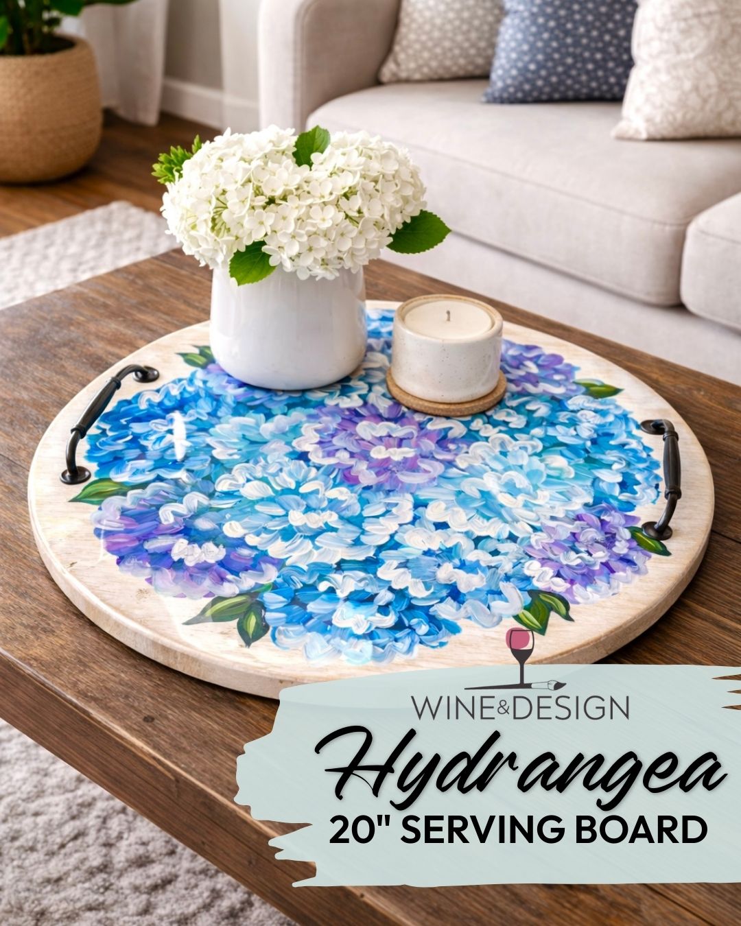 Hydrangea 20" Serving Tray: Just 5 tickets remaining!