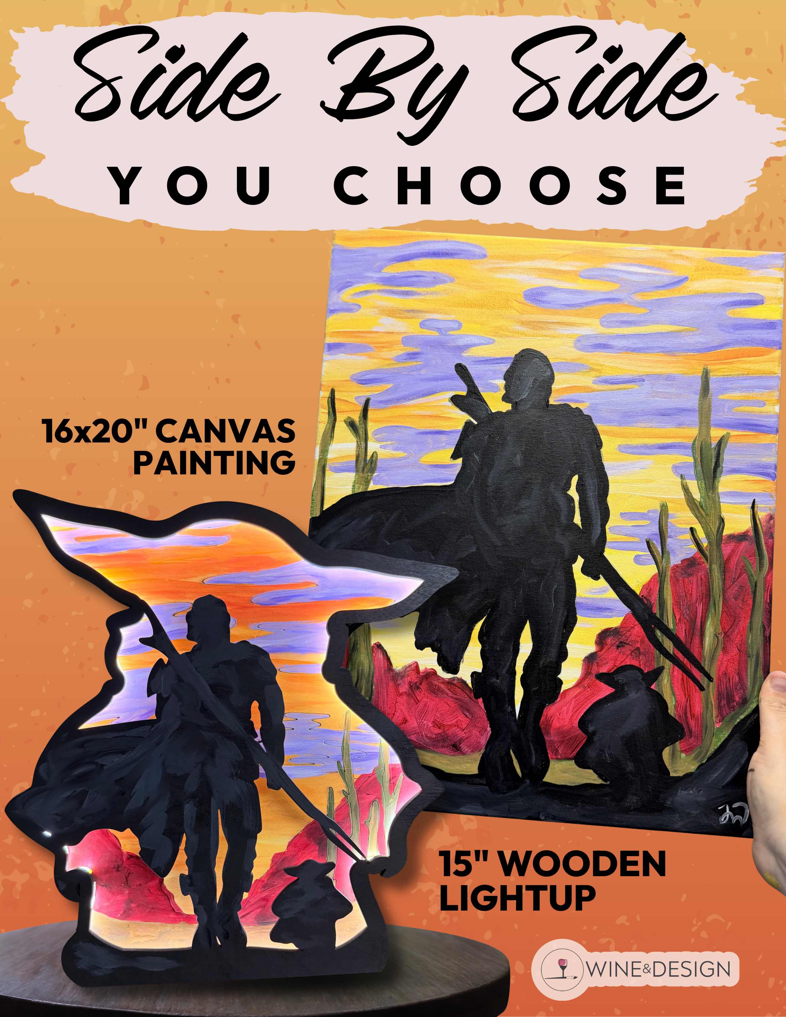 You Choose "Side by Side" Light Up Wood Project or Canvas | May The 4th Be With You