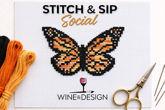 NEW! "Stitch & Sip Social!" Monarch Butterfly On Wheels At Cafe DeVille In Nipomo!