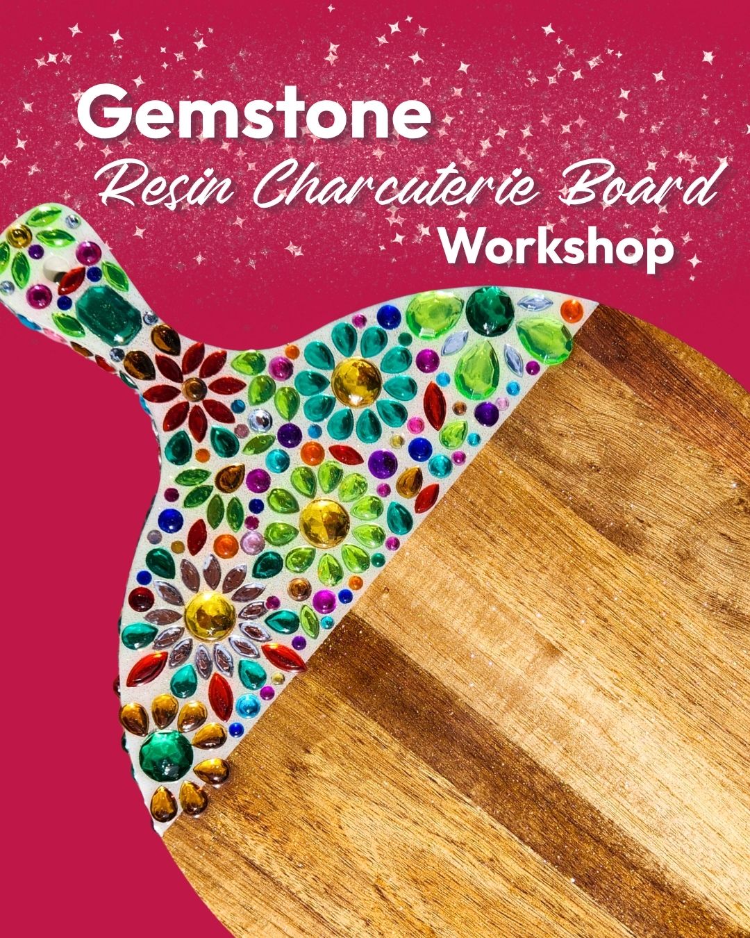 Gemstone Resin Poured Charcuterie Board 