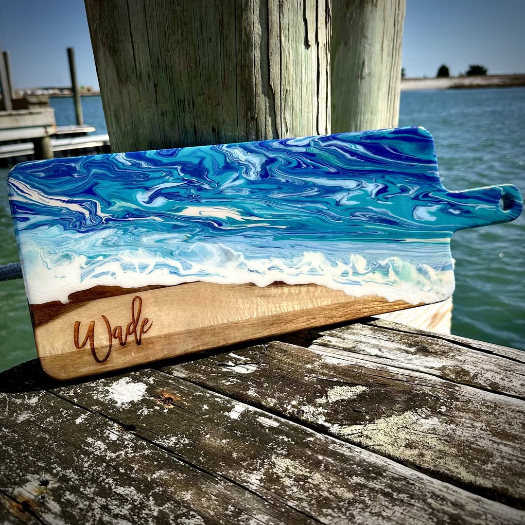 Personalized Resin Wave Poured Serving Board