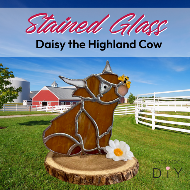 Stained Glass Daisy the Highland Cow
