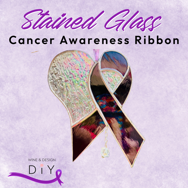 Stained Glass Cancer Awareness Ribbon - You Choice of Ribbon Color!