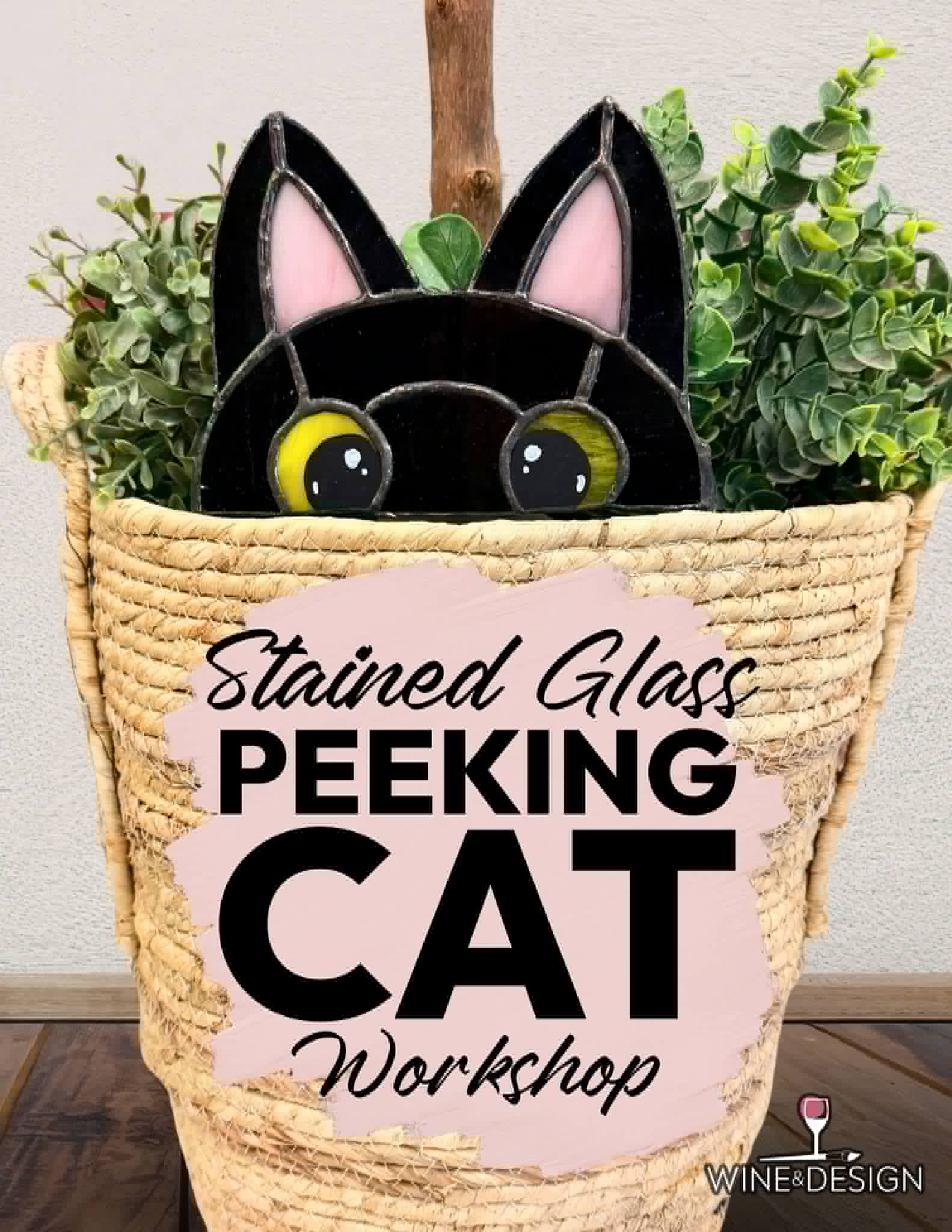 9 TICKETS LEFT! Stained Glass Peeking Cat Stake *Choose Your Cat Colors!*