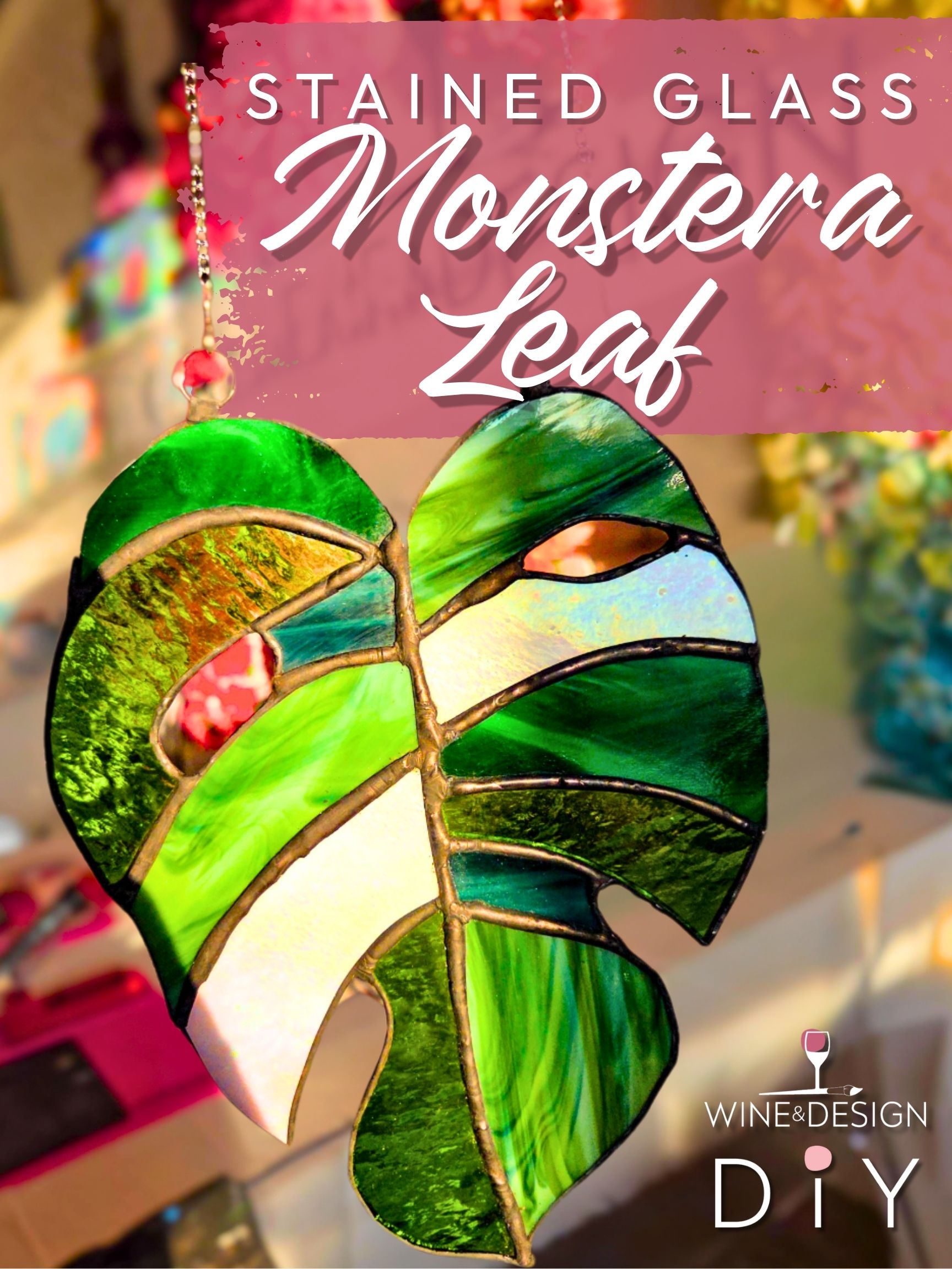 REAL Stained Glass Monstera Leaf Suncatcher