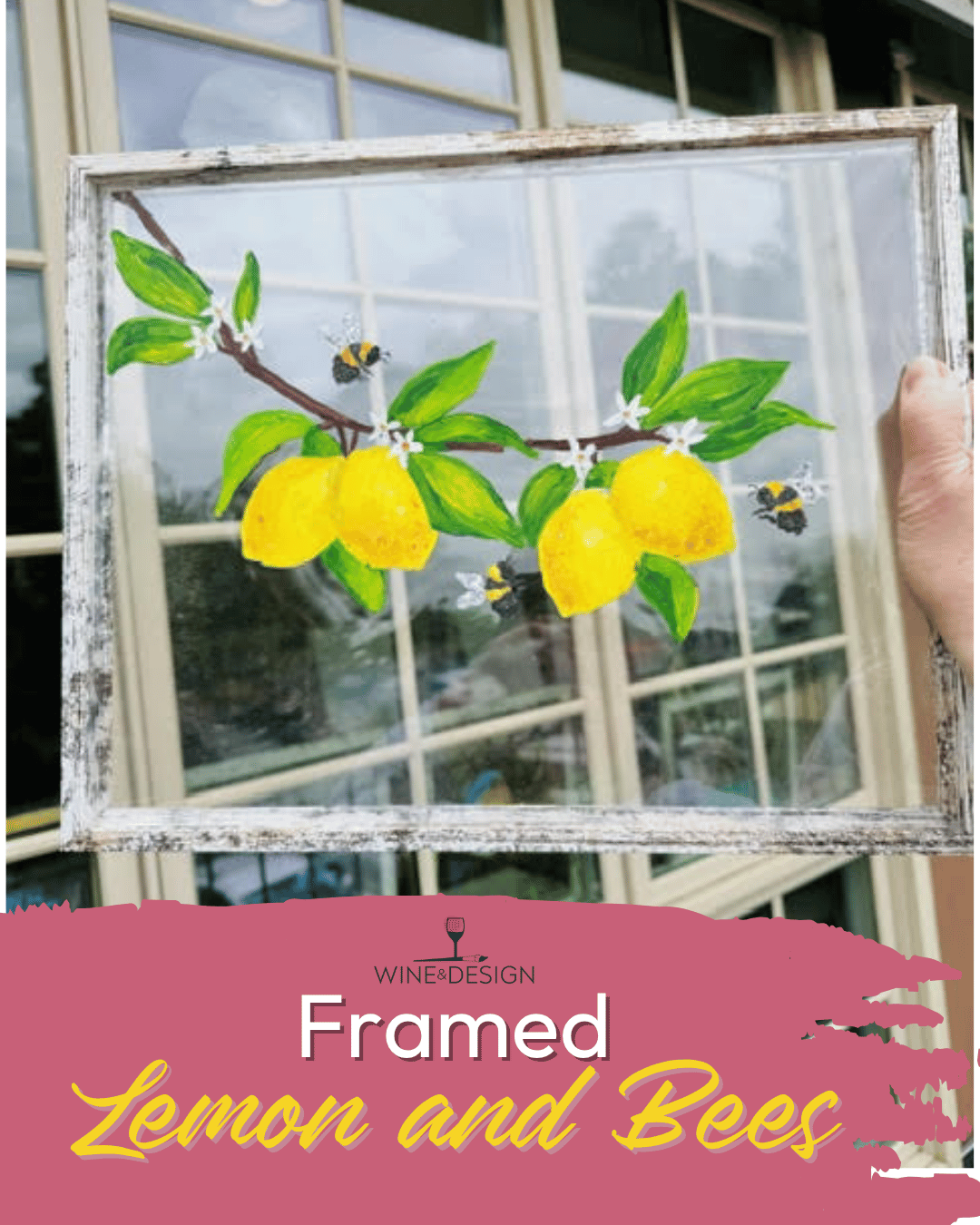 Paint and Pour - Lemon and Bees Resin Frame