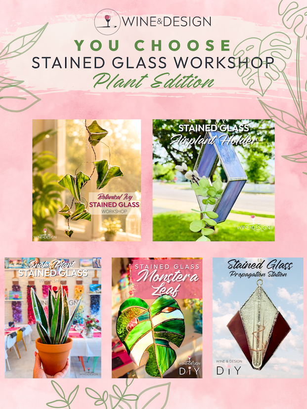 NEW Sip, Shop, and Paint! Plant Girlies Event: Intimate Stained Glass Workshop - a step by step art experience! Plus Access to Planted by the Sea (curated plant shopping bus - Rosie!)