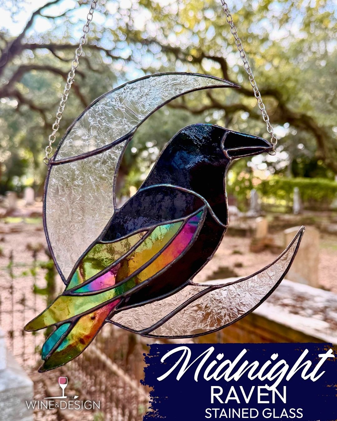 Witching Hour Stained Glass Raven