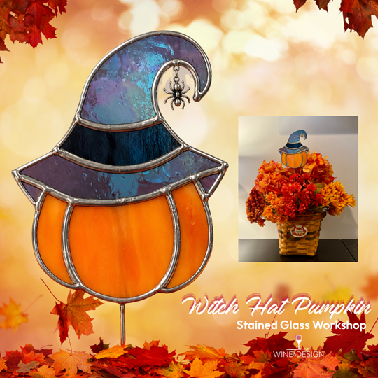NEW Stained Glass Workshop: Witchy Pumpkin Planter Stake - a step by step art experience!