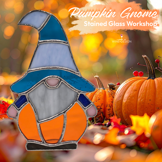Stained Glass Pumpkin Gnome 