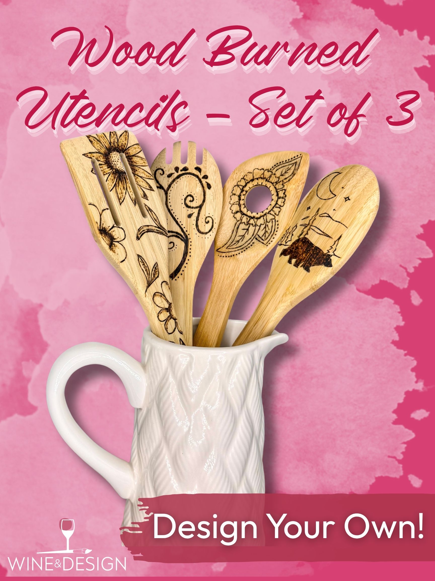 Wood Burned Utensils - Set of 3!
