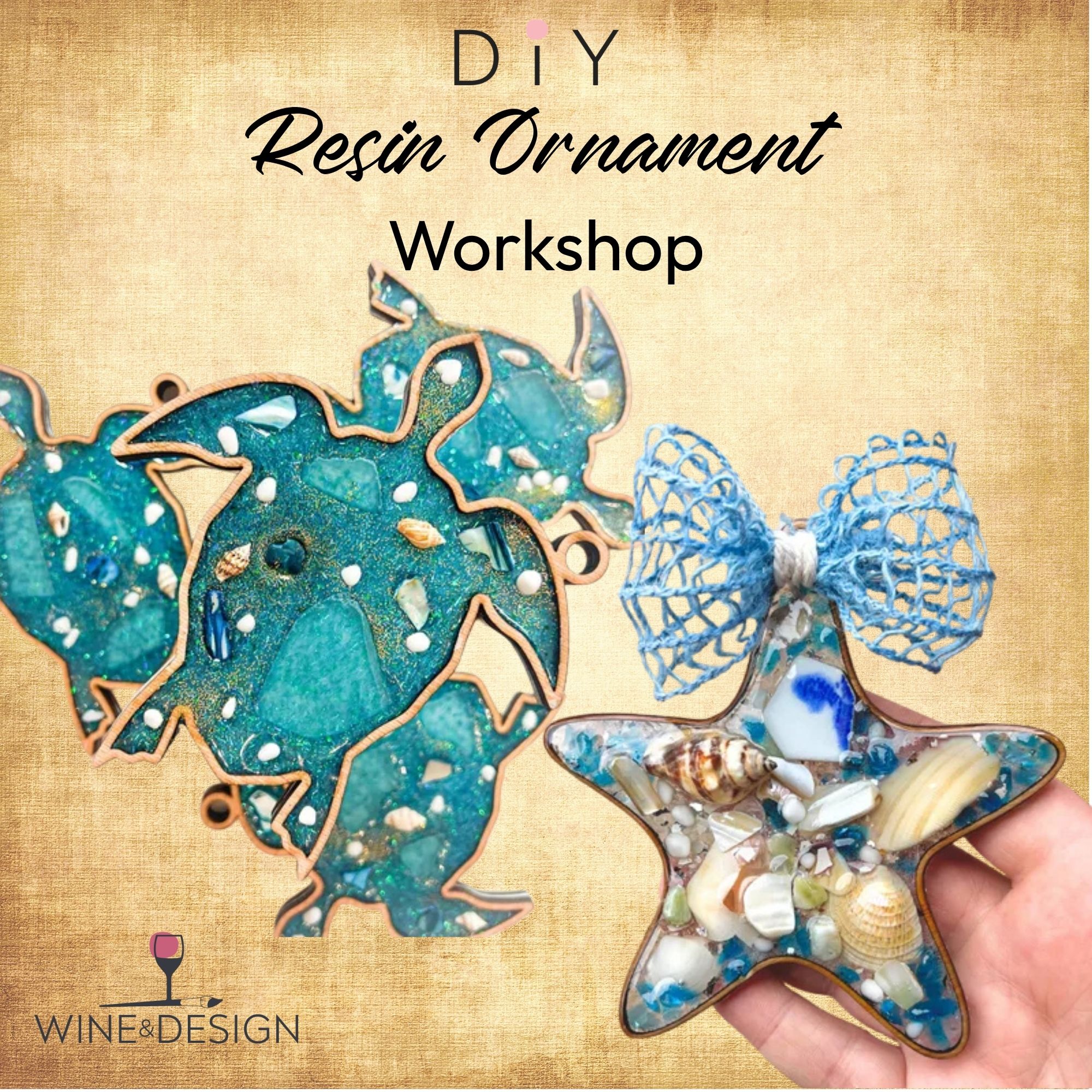 DIY Wooden Turtle or Sea Star Resin Ornaments
