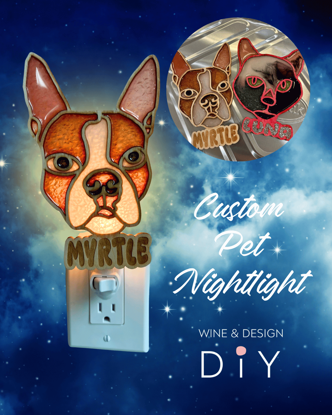 Custom Pet Nightlight - Paint Your Pet - One or Two - BYOB and Free Parking
