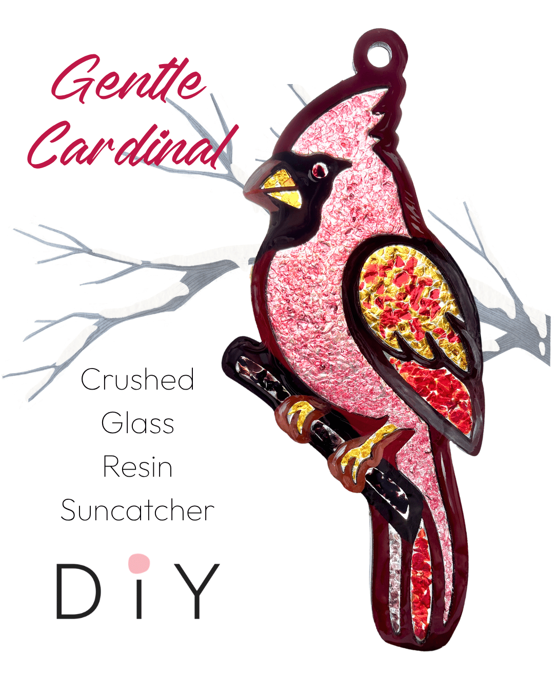 DIY Faux Stained Glass Resin Gentle Cardinal Suncatcher - BYOB and Free Parking