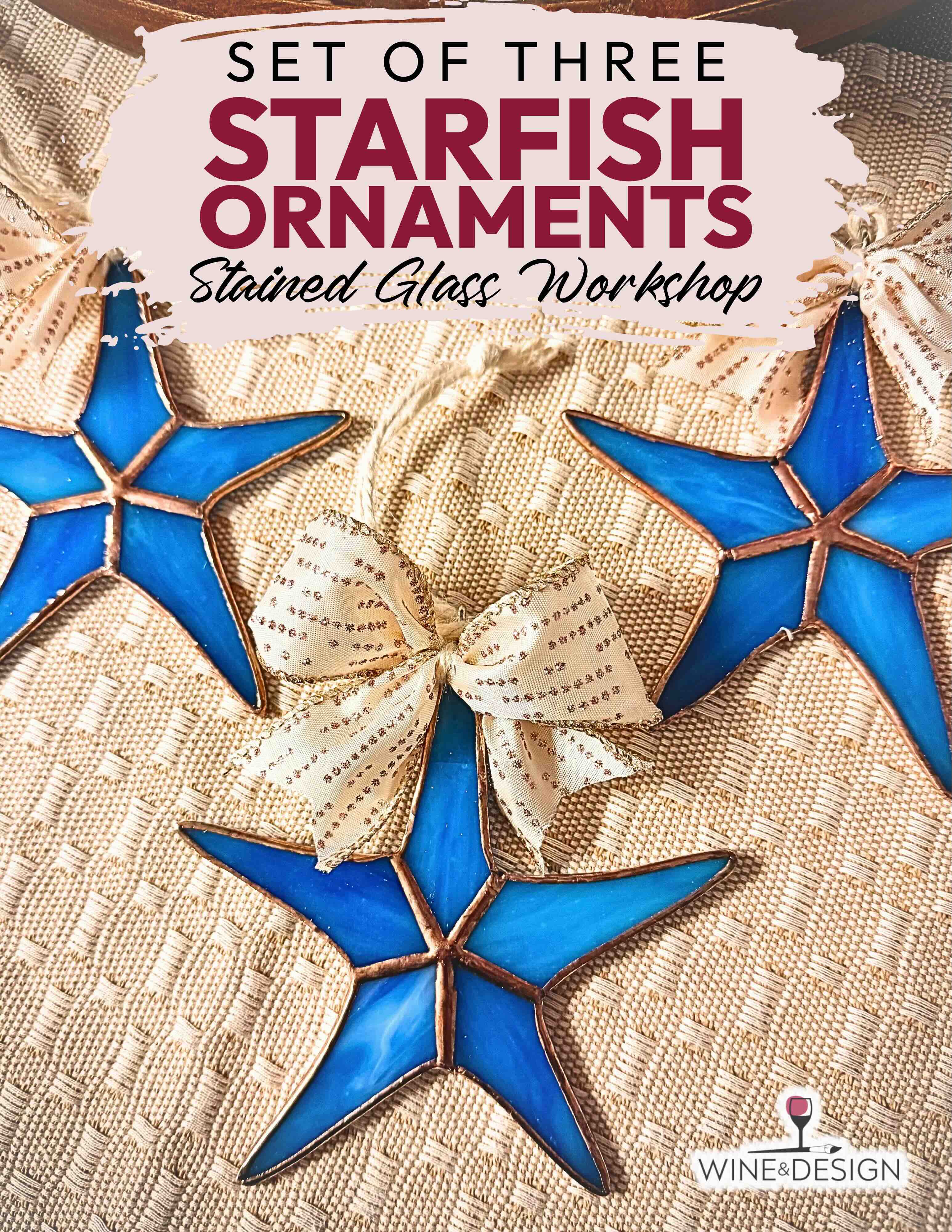 Set of 3 Stained Glass Starfish Ornaments