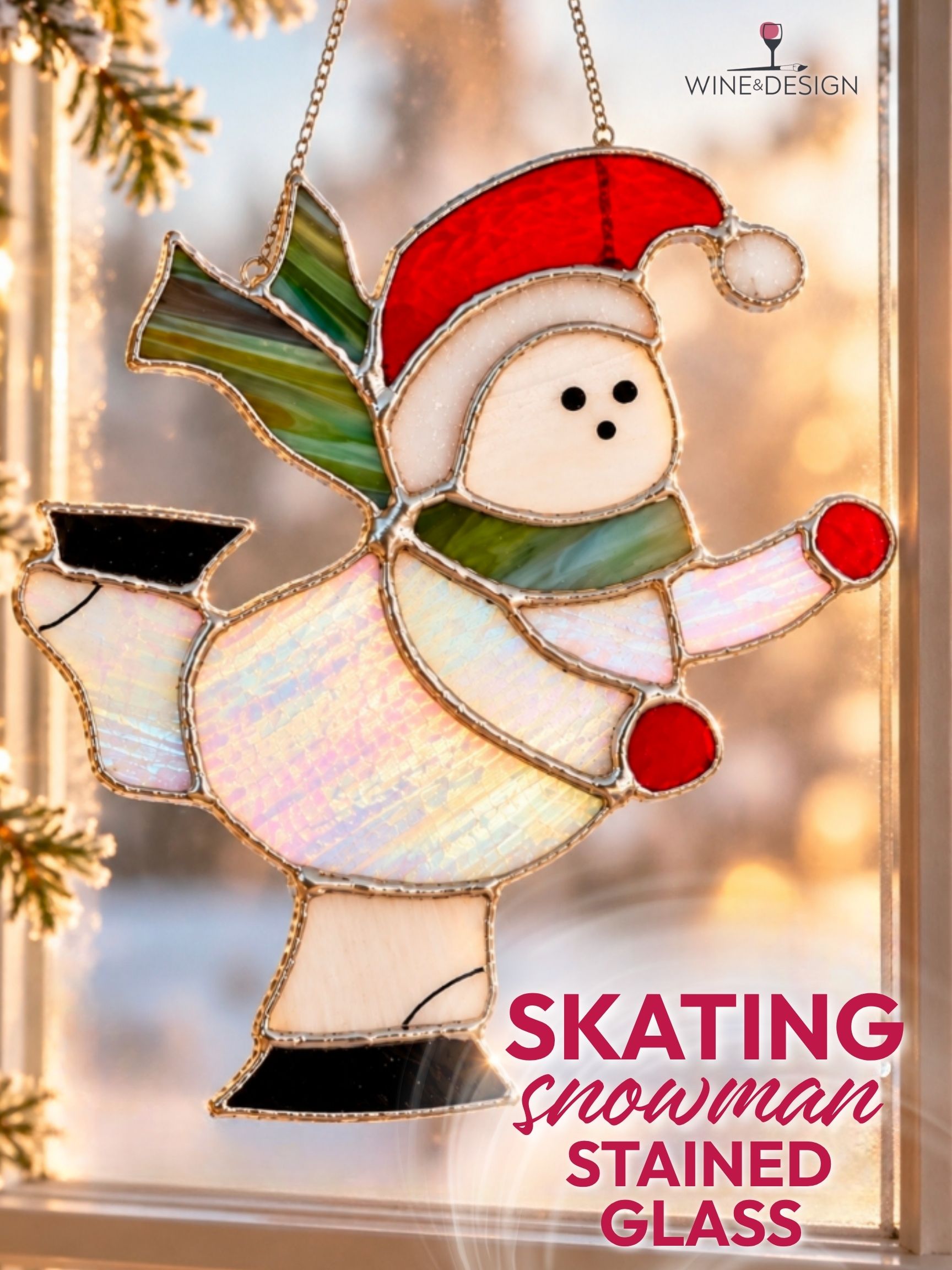 7 SPOTS LEFT: Skating Snowman Stained Glass Workshop 
