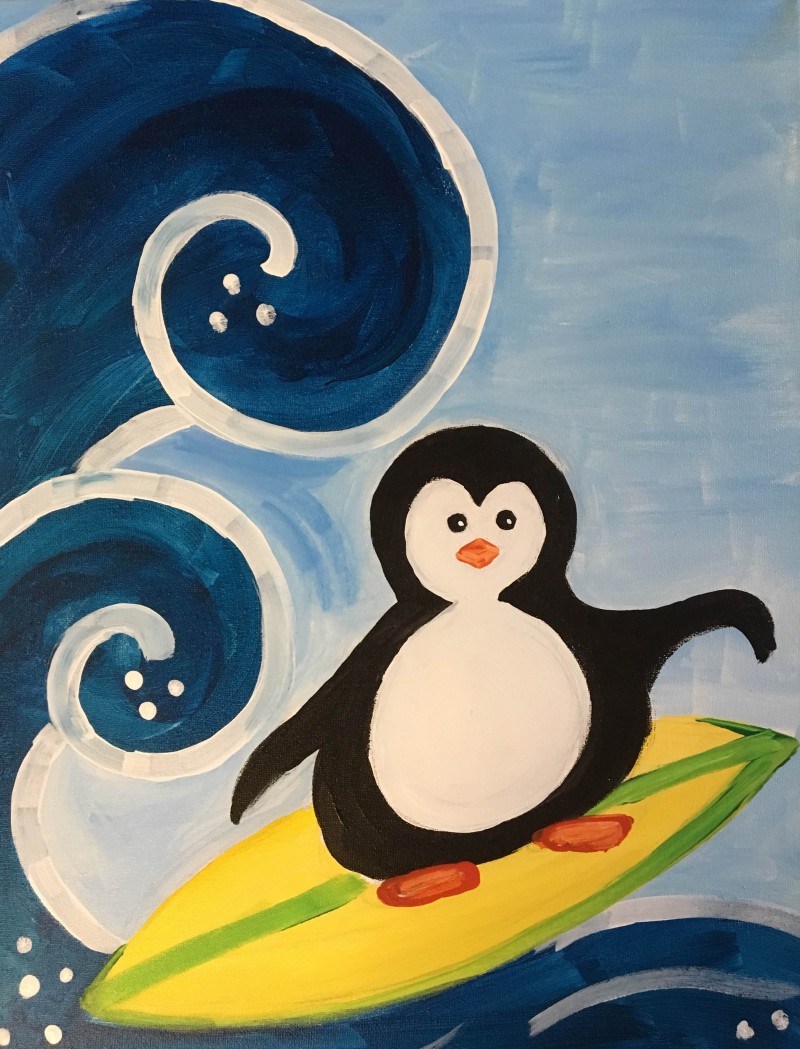Art Buzz Kids Surfing Penguin 
