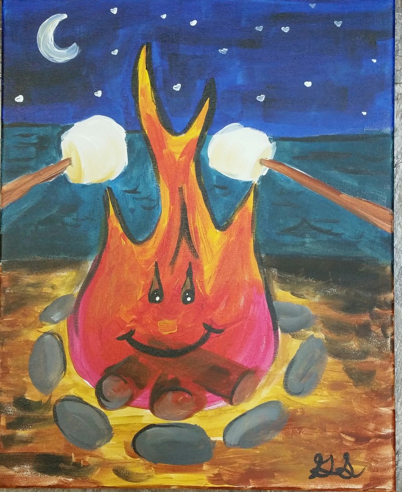 Kiddo Toasting Marshmallows - Art Buzz Kids