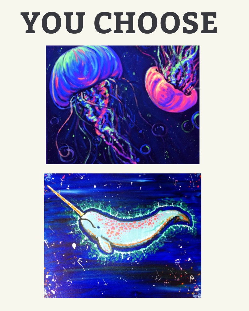 Blacklight Party! You Choose Jellyfish or Narwhal